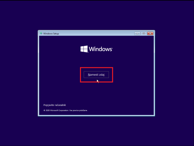 Namesti Windows 10 z usb zdaj