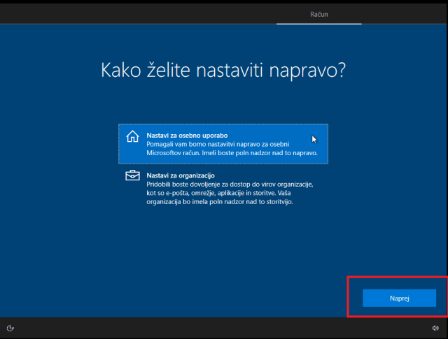 Nastavitev Windows 10 naprave za lastno uporabo
