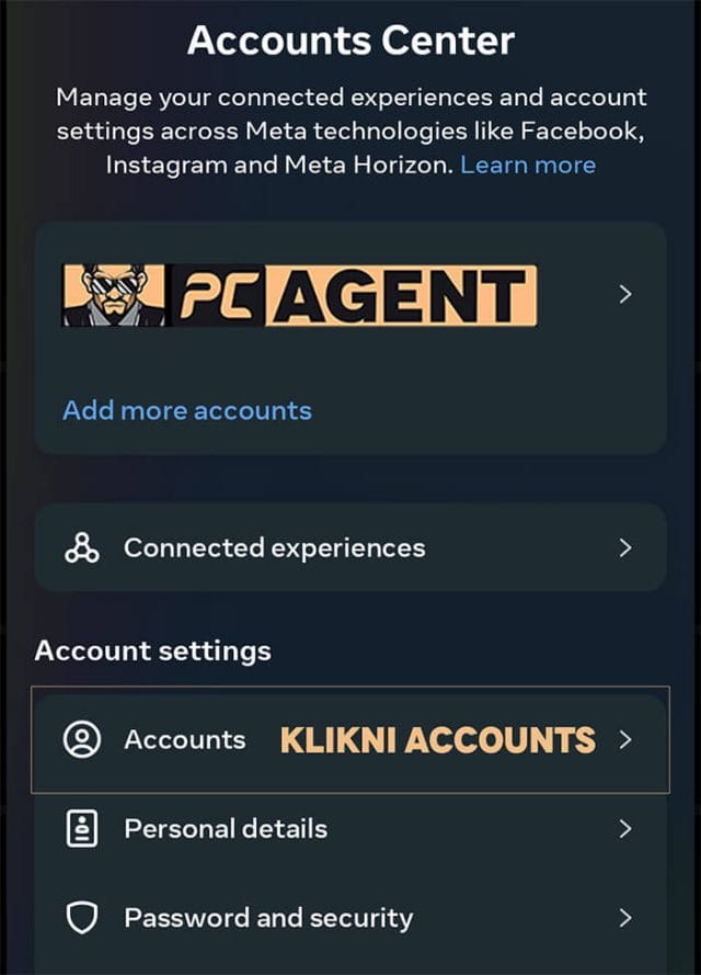 META Accounts Center PC Agent