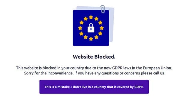 Blokirana spletna stran v US zaradi EU GDPR