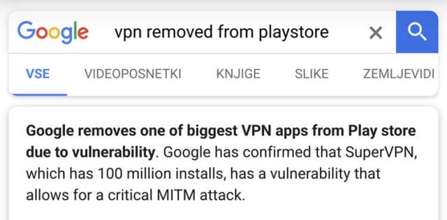 Google odstranil SUPERVPN zaradi možnosti napada MITM