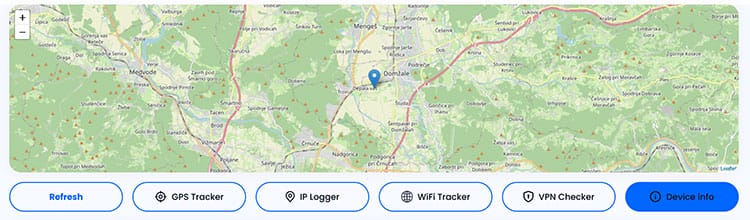 Poleg lokacije geofinder tudi nudi ip logger wifi tracker vpn checker in informacije o napravi