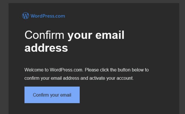 Potrdite vaš email naslov za aktivacijo wordpress spletne strani