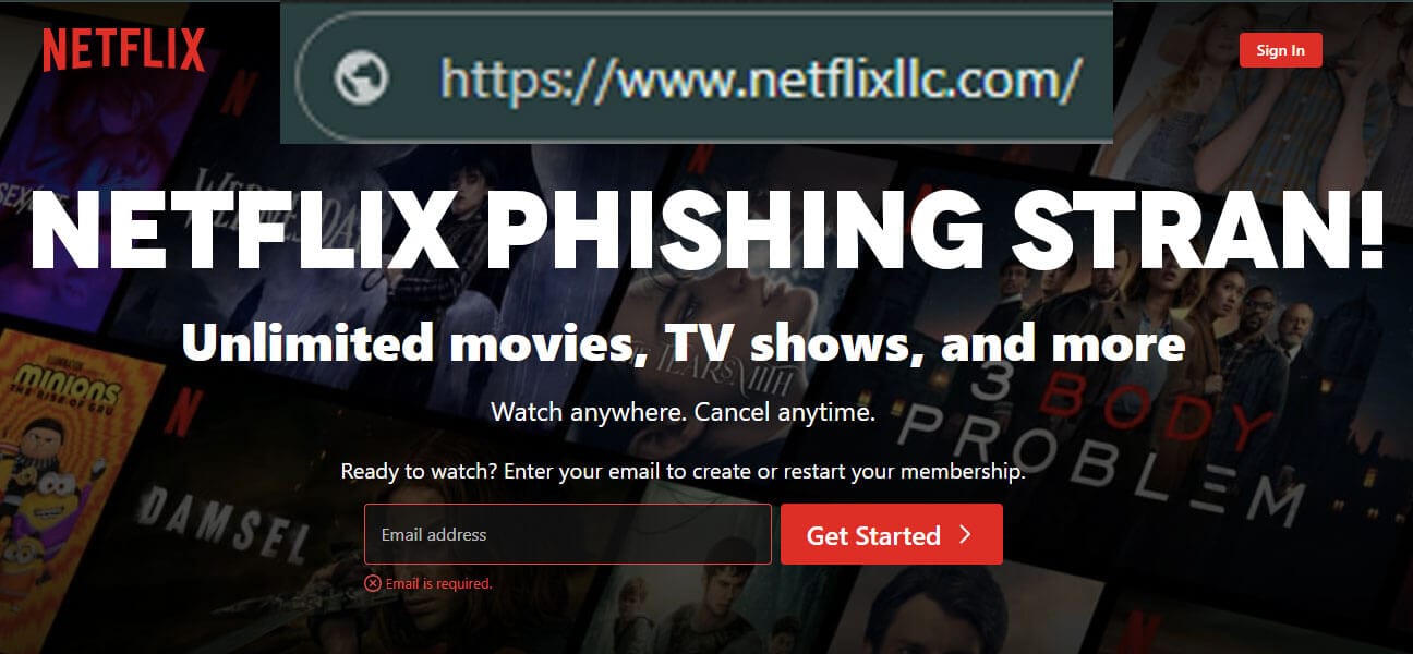 Netflix Phishing Spletna Prevara