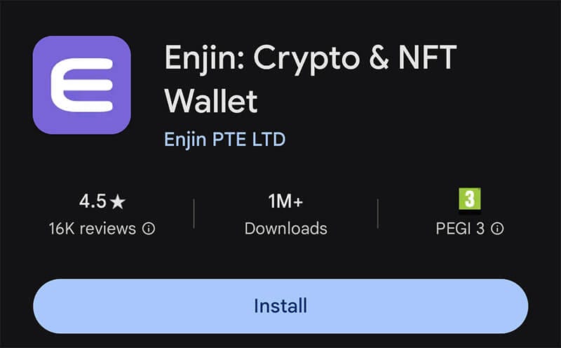 Namestitev kripto denarnice Enjin Wallet na Android