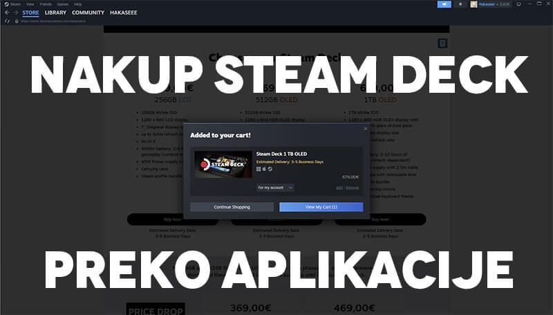 Nakup Steam Deck v Sloveniji preko Steam Aplikacije